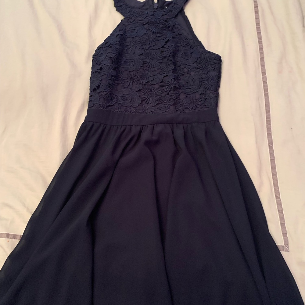 lulus halter top dress navy size s
